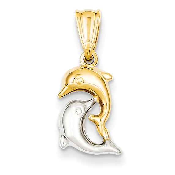 14k Two Dolphins Pendant 
